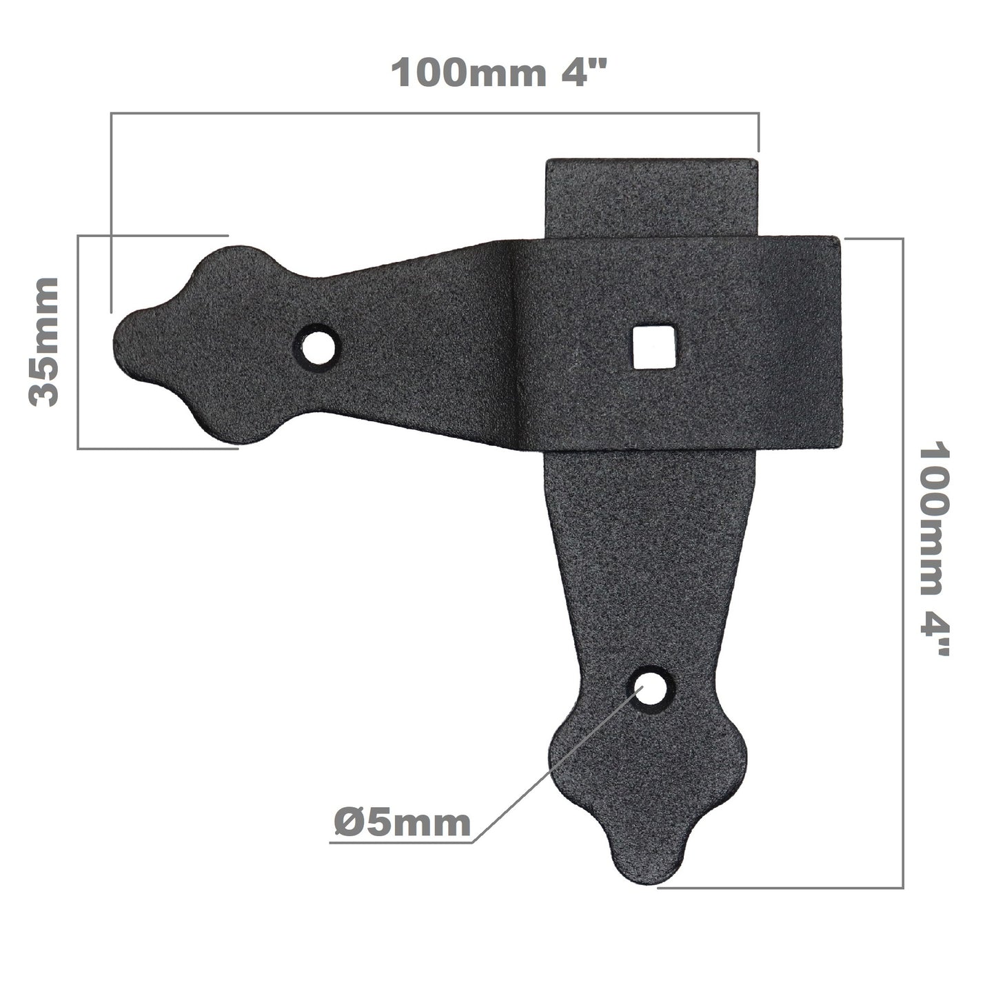 Pack of 2 x Flat Corner L Shape Plate, 100 x 100 mm Black Flat Right Angle Bracket, Decorative, Powder Coated Steel Repair Brace
