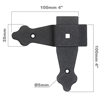 Pack of 2 x Flat Corner L Shape Plate, 100 x 100 mm Black Flat Right Angle Bracket, Decorative, Powder Coated Steel Repair Brace