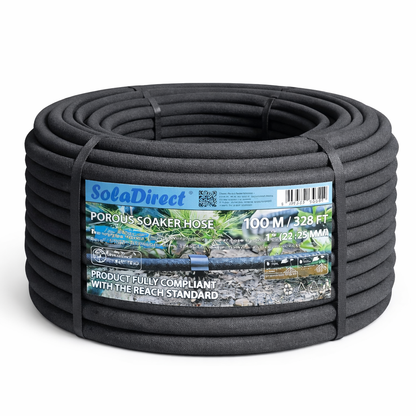 Soaker Hose, Porous Pipe, 100 m / 328 ft Long, REACH Compliant, Water Saving up to 70%