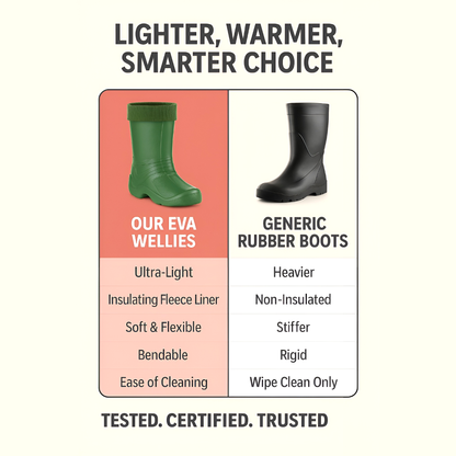 Olive Womens Lightweight EVA Wellington Boots with Warm Fleece Liner - Waterproof Ladies Wellies for Gardening (3 UK / 36 EU)
