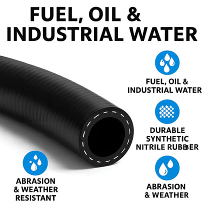 Fuel and Oil Hose 6.0 mm x 1 m SAE J30 R6 - Flexible Nitrile Rubber Petrol Diesel Oil and Water Pipe - Reinforced Fuel Line