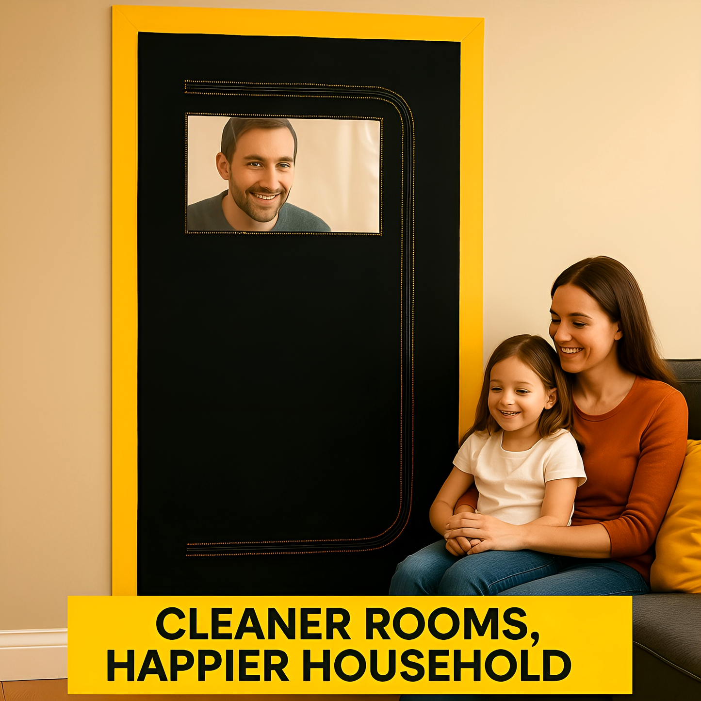 2 x Dust Door with Window & Zip 110 x 220 cm - Dust-Barrier Doorway Curtain - Two-Way C-Path Zip - Viewing Panel - Tape-Mount