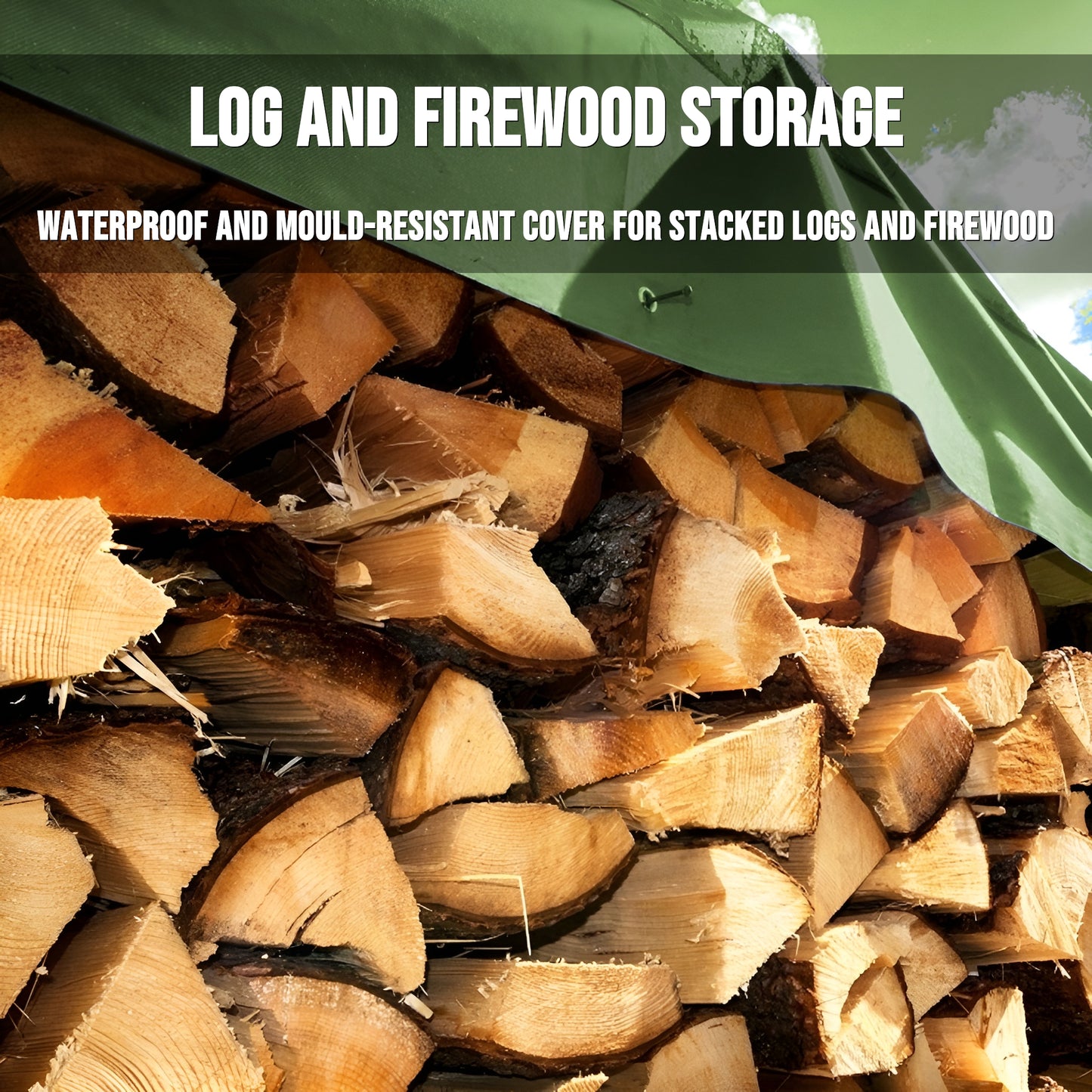 4 x 8 m Tarpaulin Cover - Green 90GSM - Waterproof, Frost-Resistant, UV Protection, Multipurpose, Groundsheet