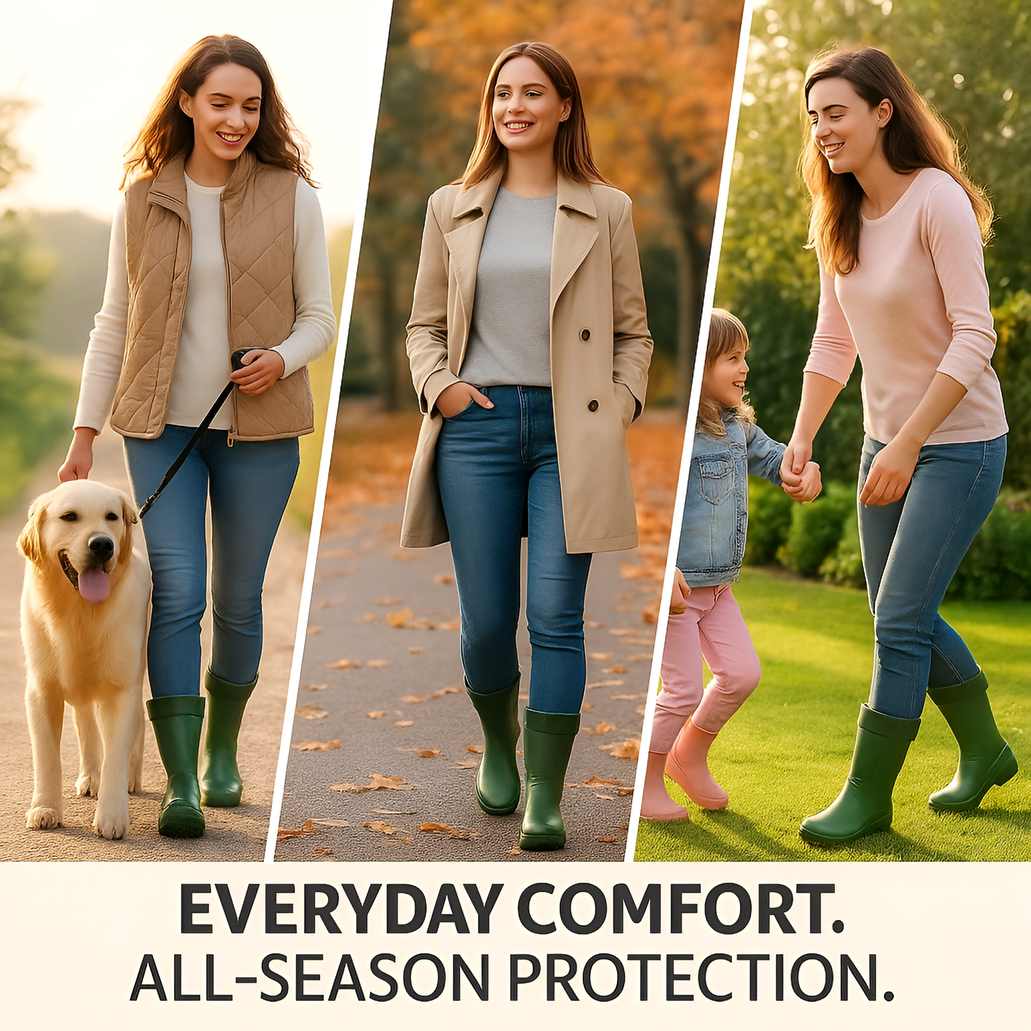 Olive Womens Lightweight EVA Wellington Boots with Warm Fleece Liner - Waterproof Ladies Wellies for Gardening (5 UK / 38 EU)