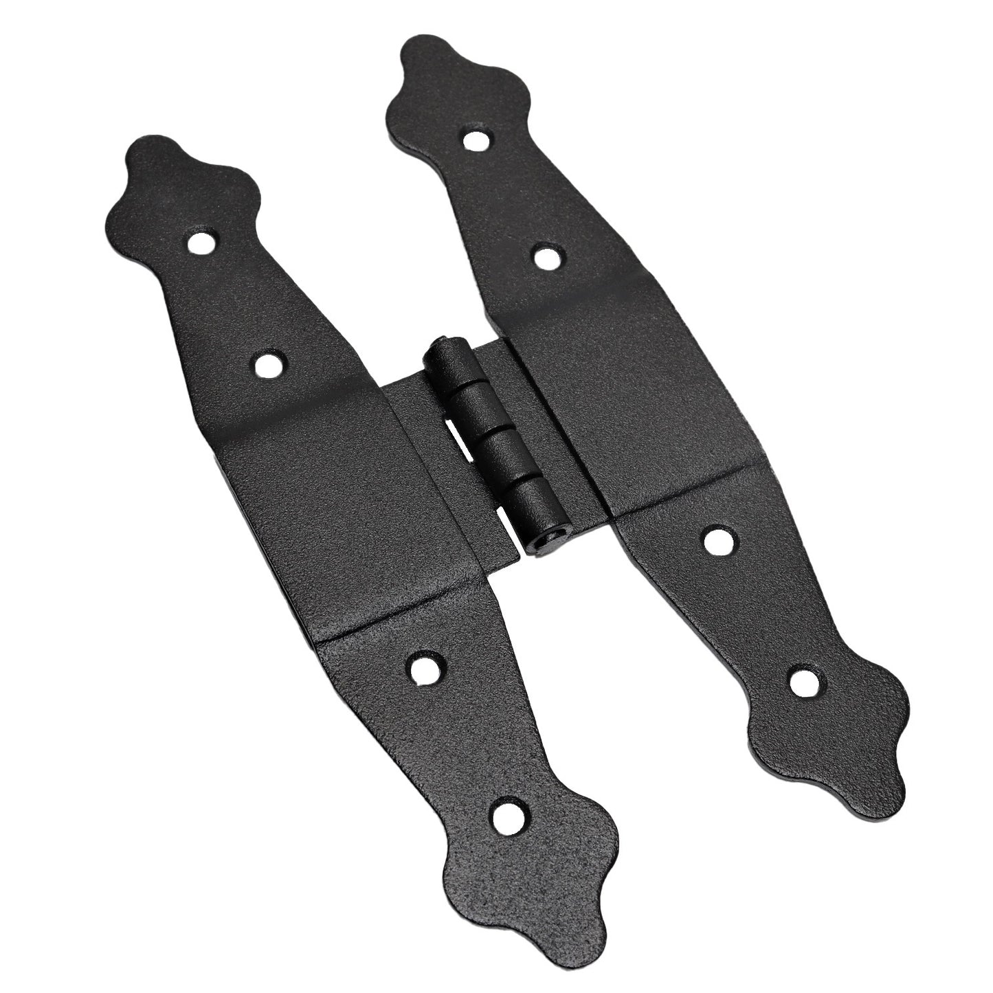 Pack of 1 x 195 mm H Type Hinge Black, Steel H-Shaped Hinges, Weather Resistant, Rust Proof Powder Coating, Strap Hinges