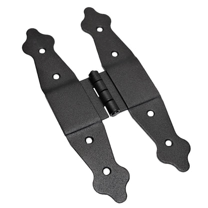 Pack of 1 x 195 mm H Type Hinge Black, Steel H-Shaped Hinges, Weather Resistant, Rust Proof Powder Coating, Strap Hinges