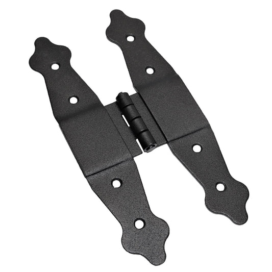 Pack of 1 x 195 mm H Type Hinge Black, Steel H-Shaped Hinges, Weather Resistant, Rust Proof Powder Coating, Strap Hinges