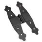 Pack of 1 x 195 mm H Type Hinge Black, Steel H-Shaped Hinges, Weather Resistant, Rust Proof Powder Coating, Strap Hinges