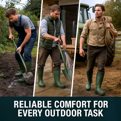 Green Mens Thermal Waterproof Wellington Boots - Lightweight EVA Fleece Lined Insulated Wellies - Warm Fishing (11 UK / 46 EU)