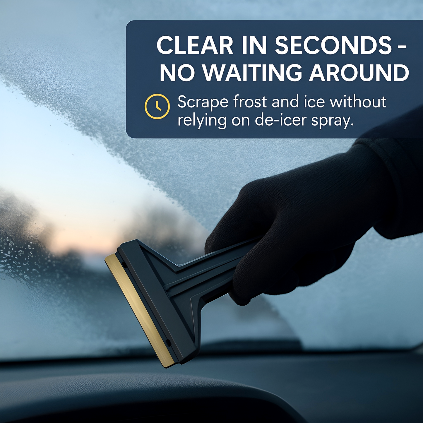 Murska 575 Brass Ice Scraper - 90mm Brass Blade Windscreen De-Icer with Squeegee & Wiper-Groove - Made in Finland - Random Colours