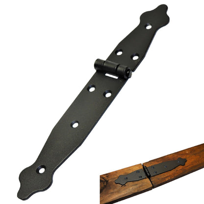 2 Pcs x 100+150 mm Backflap Hinge Black, Steel Back Flap Hinges, Weather Resistant, Rust Proof Powder Coating, Strap Hinges