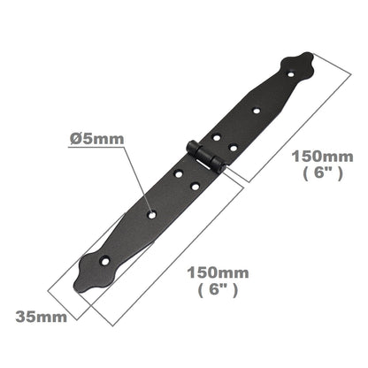 1 Pc x 150+150 mm Backflap Hinge Black, Steel Back Flap Hinges, Weather Resistant, Rust Proof Powder Coating, Strap Hinges