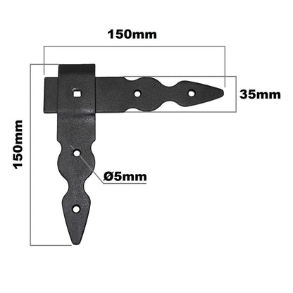 Pack of 2 x Flat Corner L Shape Plate, 150 x 150 mm Black Flat Right Angle Bracket, Powder Coated Steel Repair Brace Support
