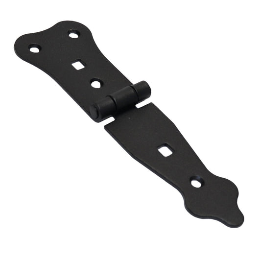 Pack of 1 x 100 mm Narrow T-Hinge Black, Vintage Steel Tee Hinges, Weather Resistant, Rust Proof Powder Coating, T Strap Hinges