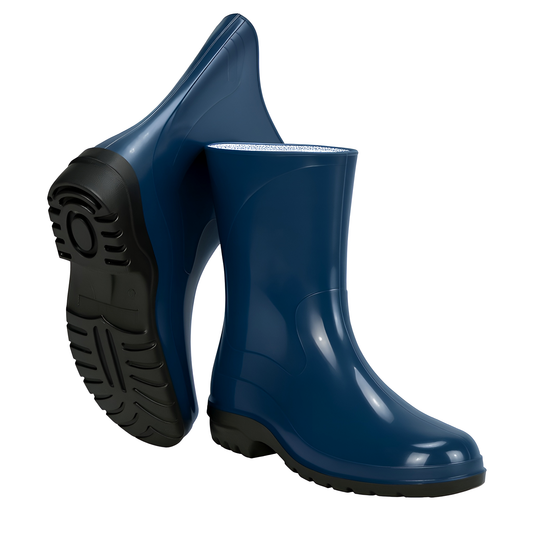 Navy PVC Ladies Wellington Boots - Waterproof Rain Boots for Women - Comfortable Easy-Clean Design & Non-Slip Sole (8 UK / 41 EU)