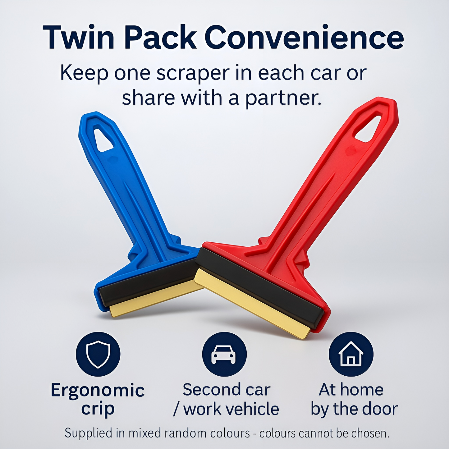 2 Pack Murska 575 Brass Ice Scraper - 90 mm Brass Blade Windscreen De-Icer with Squeegee and Wiper-Groove - Made in Finland