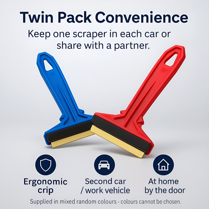 2 Pack Murska 575 Brass Ice Scraper - 90 mm Brass Blade Windscreen De-Icer with Squeegee and Wiper-Groove - Made in Finland