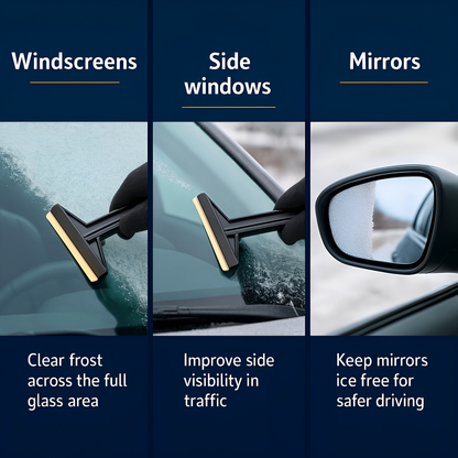 Murska 575 Brass Ice Scraper - 90mm Brass Blade Windscreen De-Icer with Squeegee & Wiper-Groove - Made in Finland - Random Colours