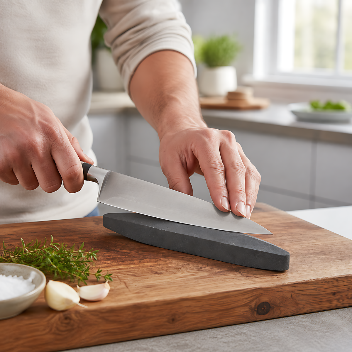 Double-Sided Sharpening Stone 230 mm / 9" - Oval Whetstone for Knives, Scythes, Chisels, Blades, Scissors, Tools - Fine Grit