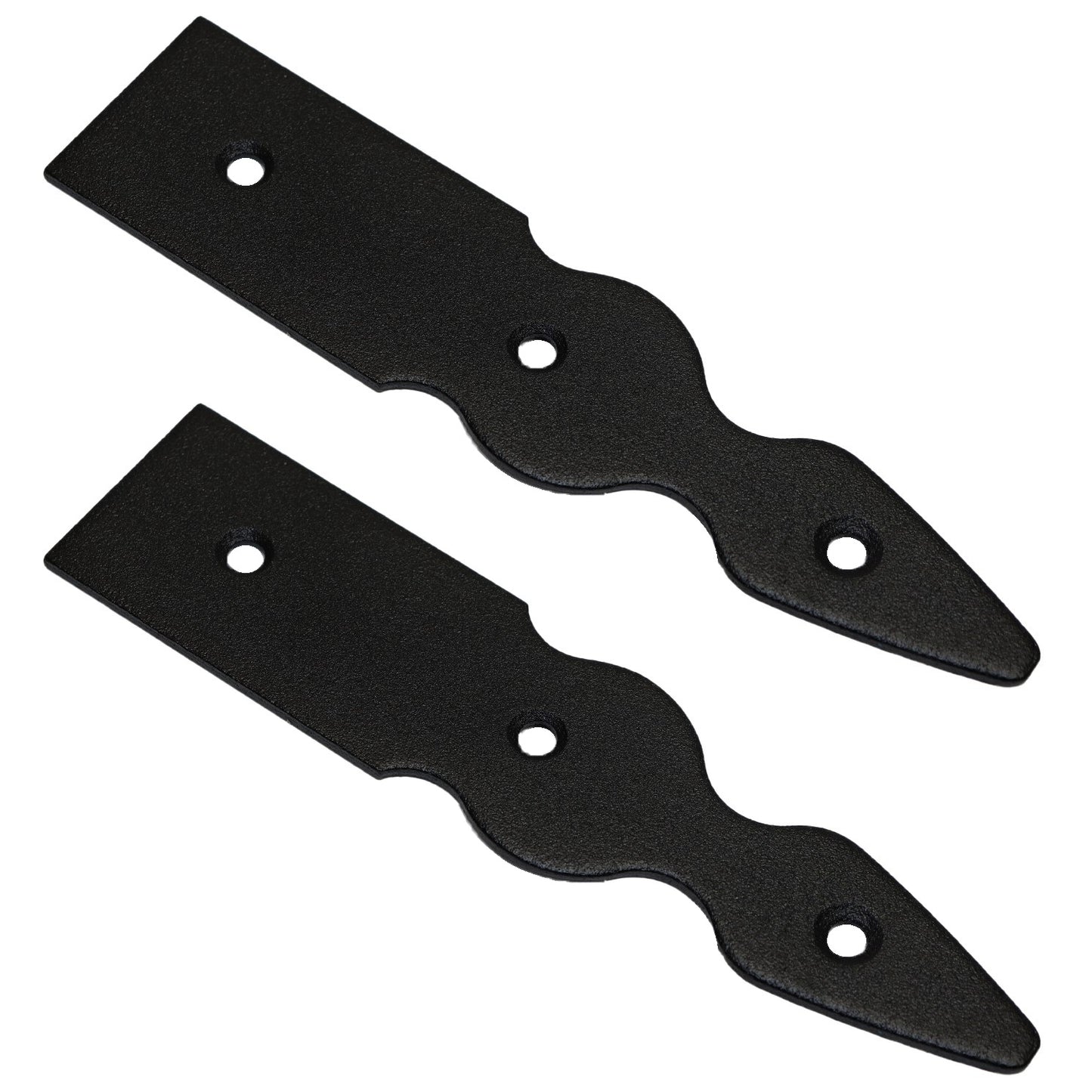 Pack of 2 x 100 mm Dummy Hinge Heads, Vintage False Strap Hinge, Black Steel, Weather Resistant, Rust Proof Powder Coating