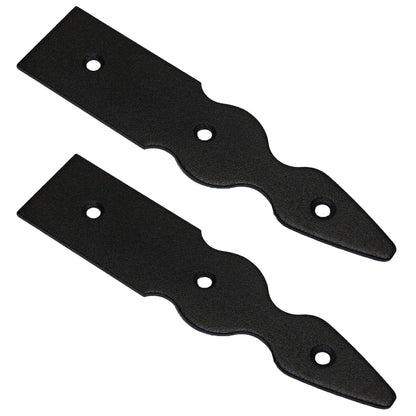 Pack of 2 x 100 mm Dummy Hinge Heads, Vintage False Strap Hinge, Black Steel, Weather Resistant, Rust Proof Powder Coating