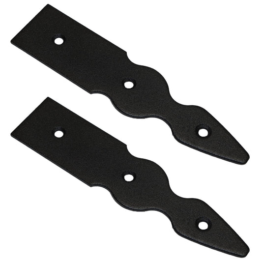 Pack of 2 x 150 mm Dummy Hinge Heads, Vintage False Strap Hinge, Black Steel, Weather Resistant, Rust Proof Powder Coating