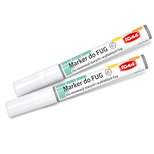 2 x Grey Grout Marker Pen for Tile Joints - Fast-Drying Water-Resistant Ink, Fade-Resistant - for Bathroom, Kitchen Grout Refresh