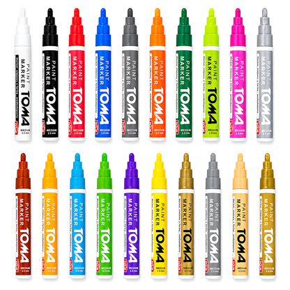 Grey Oil-Based Paint Marker Pen Permanent - 2.5mm Round Tip, Fast-Drying Waterproof Ink - Universal for All Surfaces
