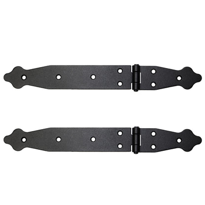 2 Pcs x 100+200 mm Backflap Hinge Black, Steel Back Flap Hinges, Weather Resistant, Rust Proof Powder Coating, Strap Hinges