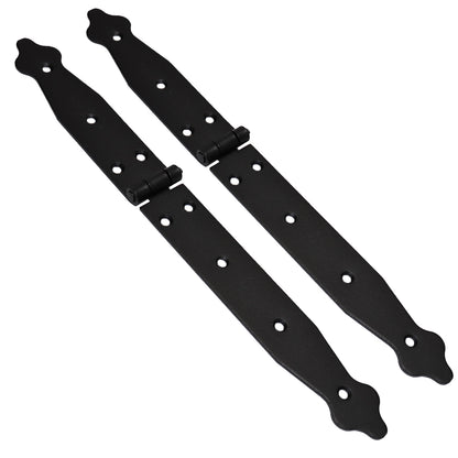 2 Pcs x 150+200 mm Backflap Hinge Black, Steel Back Flap Hinges, Weather Resistant, Rust Proof Powder Coating, Strap Hinges