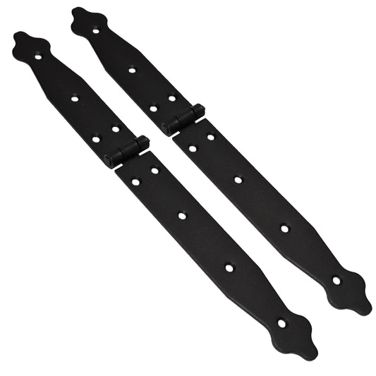 2 Pcs x 150+200 mm Backflap Hinge Black, Steel Back Flap Hinges, Weather Resistant, Rust Proof Powder Coating, Strap Hinges