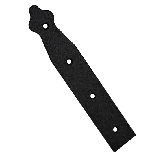 Pack of 1 x 200 mm Dummy Hinge Head, Black Steel, Vintage False Strap Hinge, Weather Resistant, Rust Proof Powder Coating