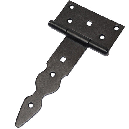 Pack of 10 x 150 mm T-Hinge Black, Steel Tee Hinges, Weather Resistant, Rust Proof Powder Coating, T Strap Hinges
