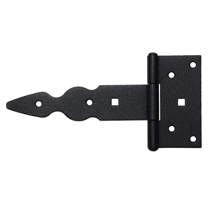 Pack of 1 x 150 mm T-Hinge Black, Steel Tee Hinges, Weather Resistant, Rust Proof Powder Coating, T Strap Hingess