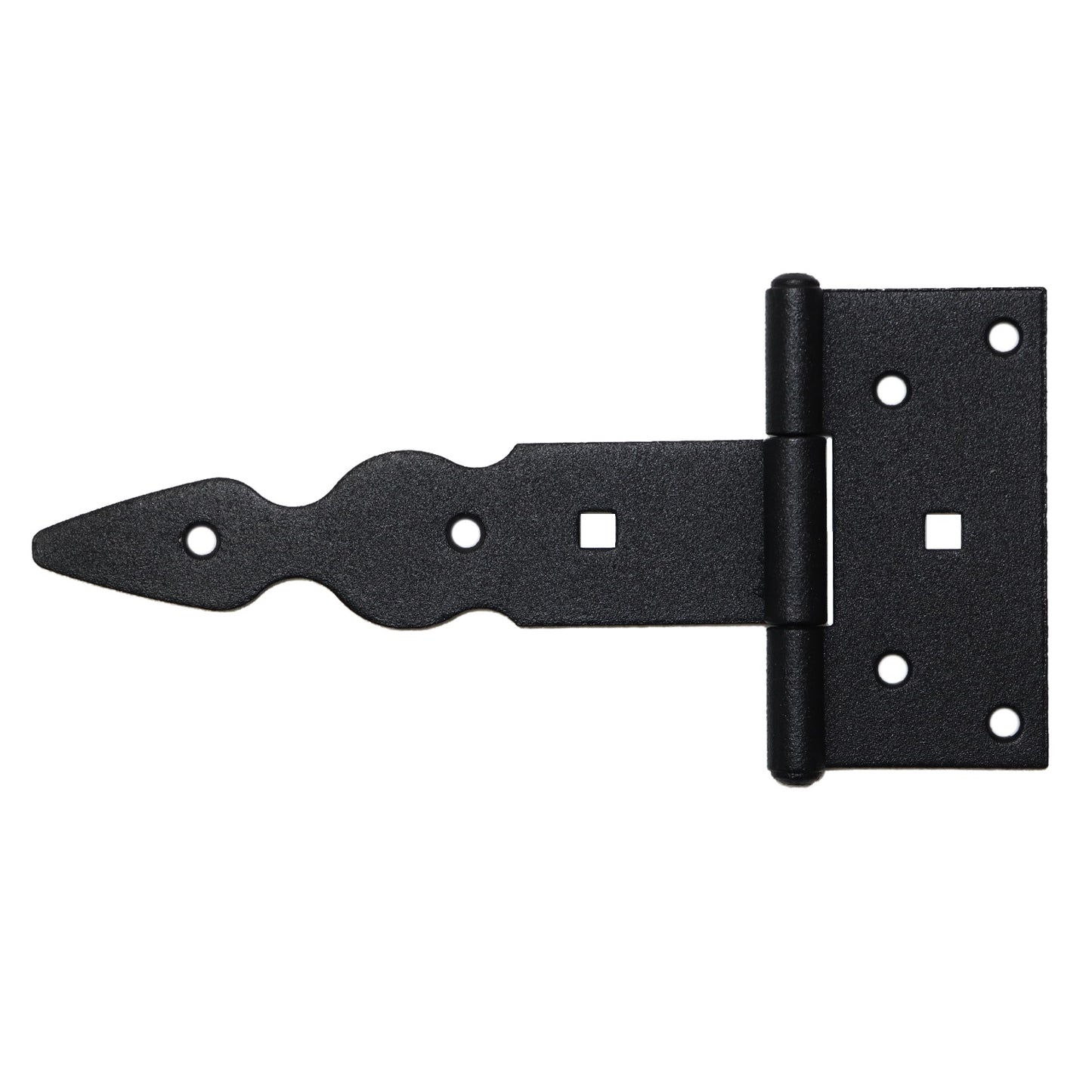 Pack of 10 x 150 mm T-Hinge Black, Steel Tee Hinges, Weather Resistant, Rust Proof Powder Coating, T Strap Hinges