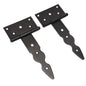Pack of 2 x 150 mm T-Hinge Black, Steel Tee Hinges, Weather Resistant, Rust Proof Powder Coating, T Strap Hingess