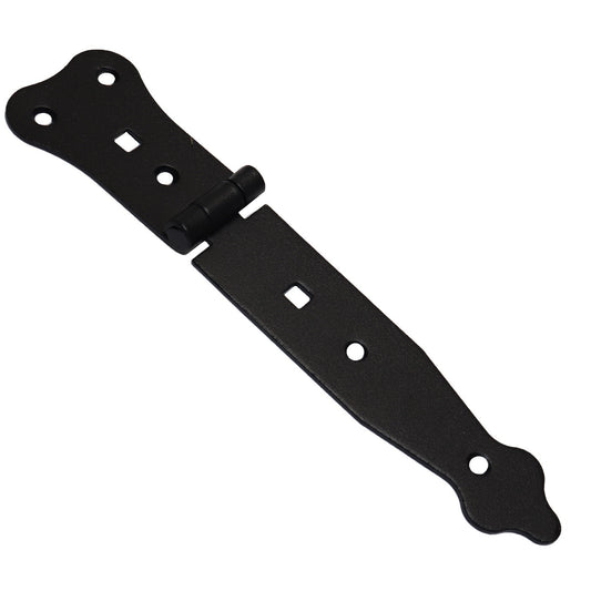 Pack of 1 x 150 mm Narrow T-Hinge Black, Vintage Steel Tee Hinges, Weather Resistant, Rust Proof Powder Coating, T Strap Hinges