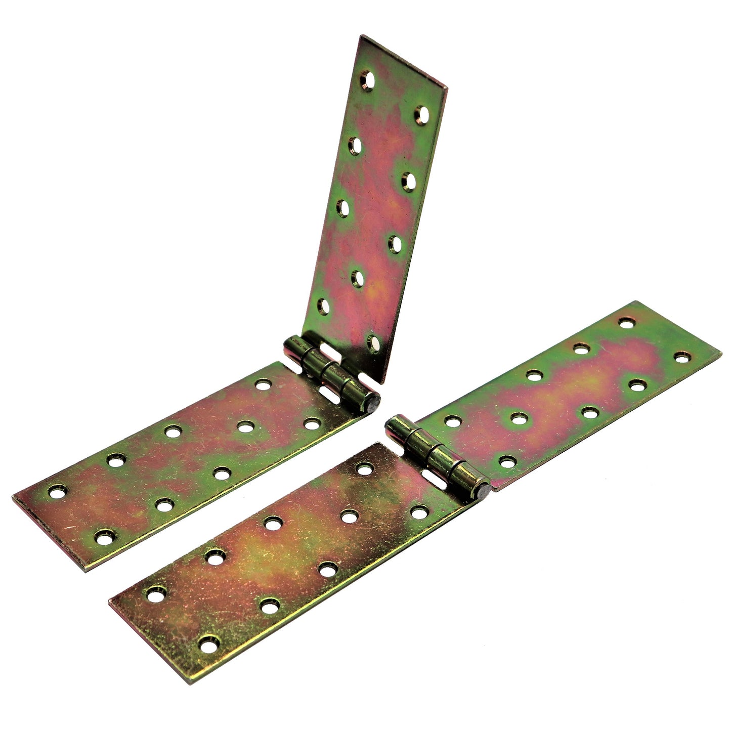 Pack of 2 x 250 mm Backflap Hinge Galvanised, Steel Back Flap Hinges, Weather Resistant, Rust Corrosion Proof, Strap Hinges