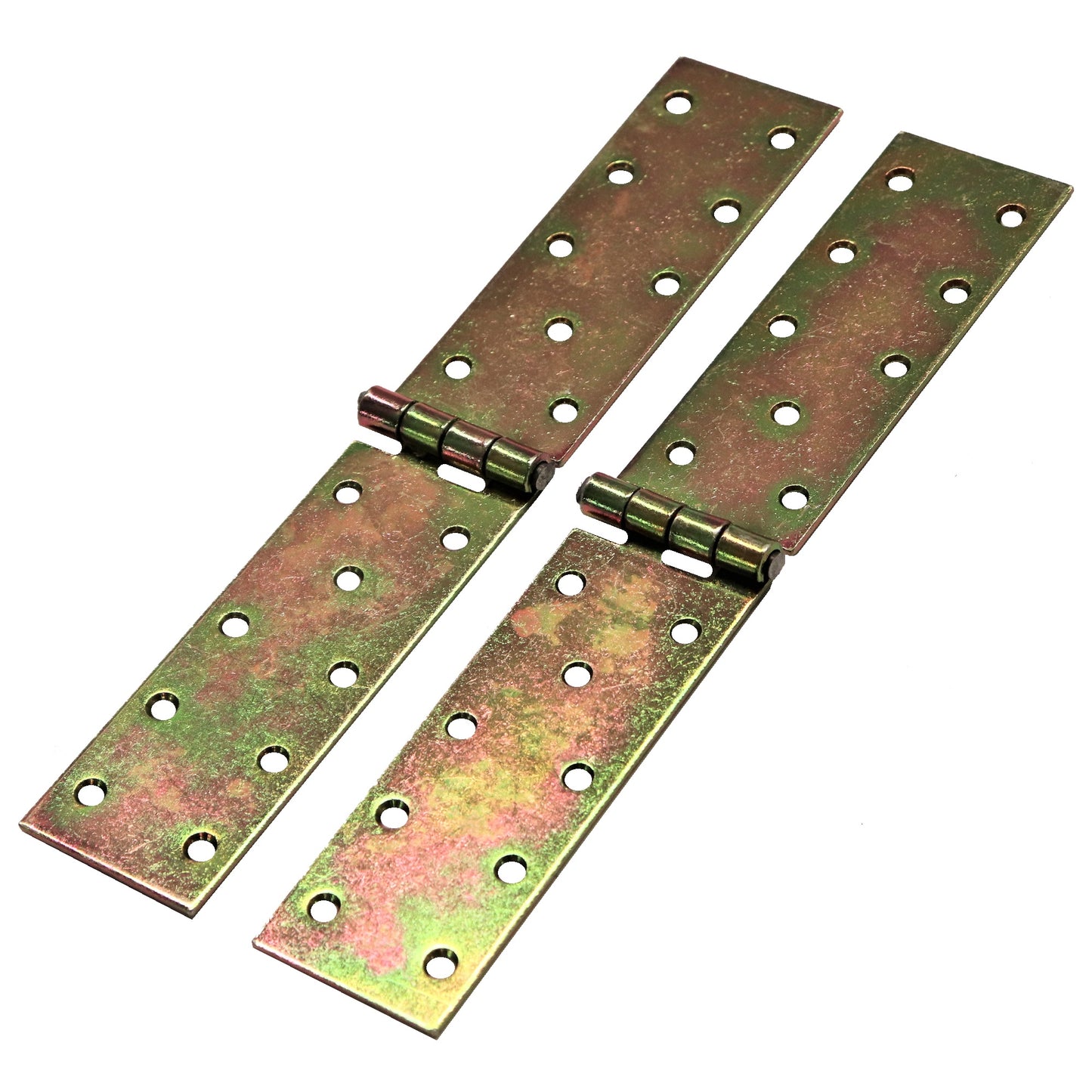 Pack of 2 x 250 mm Backflap Hinge Galvanised, Steel Back Flap Hinges, Weather Resistant, Rust Corrosion Proof, Strap Hinges