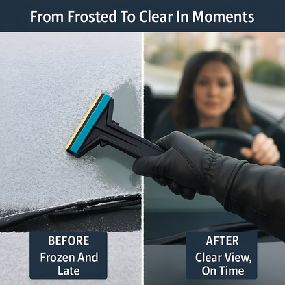 Murska 575 Brass Ice Scraper - 90mm Brass Blade Windscreen De-Icer with Squeegee & Wiper-Groove - Made in Finland - Random Colours