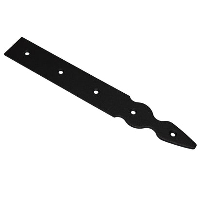 Pack of 1 x 250 mm Dummy Hinge Head, Vintage False Strap Hinge, Black Steel, Weather Resistant, Rust Proof Powder Coating