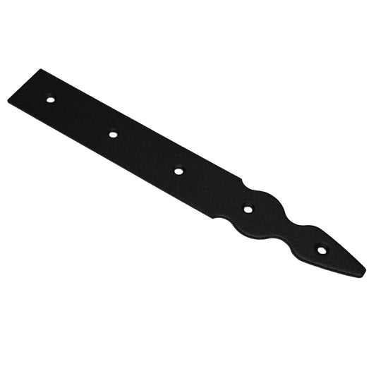 Pack of 1 x 250 mm Dummy Hinge Head, Vintage False Strap Hinge, Black Steel, Weather Resistant, Rust Proof Powder Coating