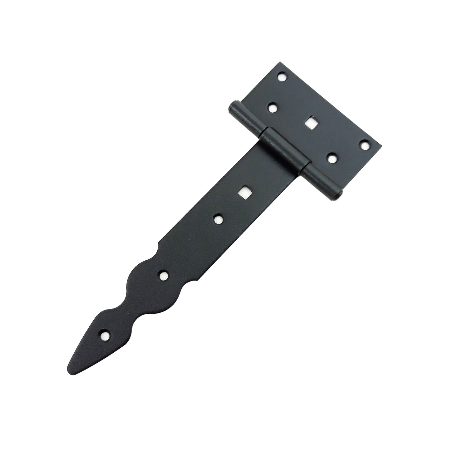 Pack of 10 x 200 mm T-Hinge Black, Steel Tee Hinges, Weather Resistant, Rust Proof Powder Coating, T Strap Hinges