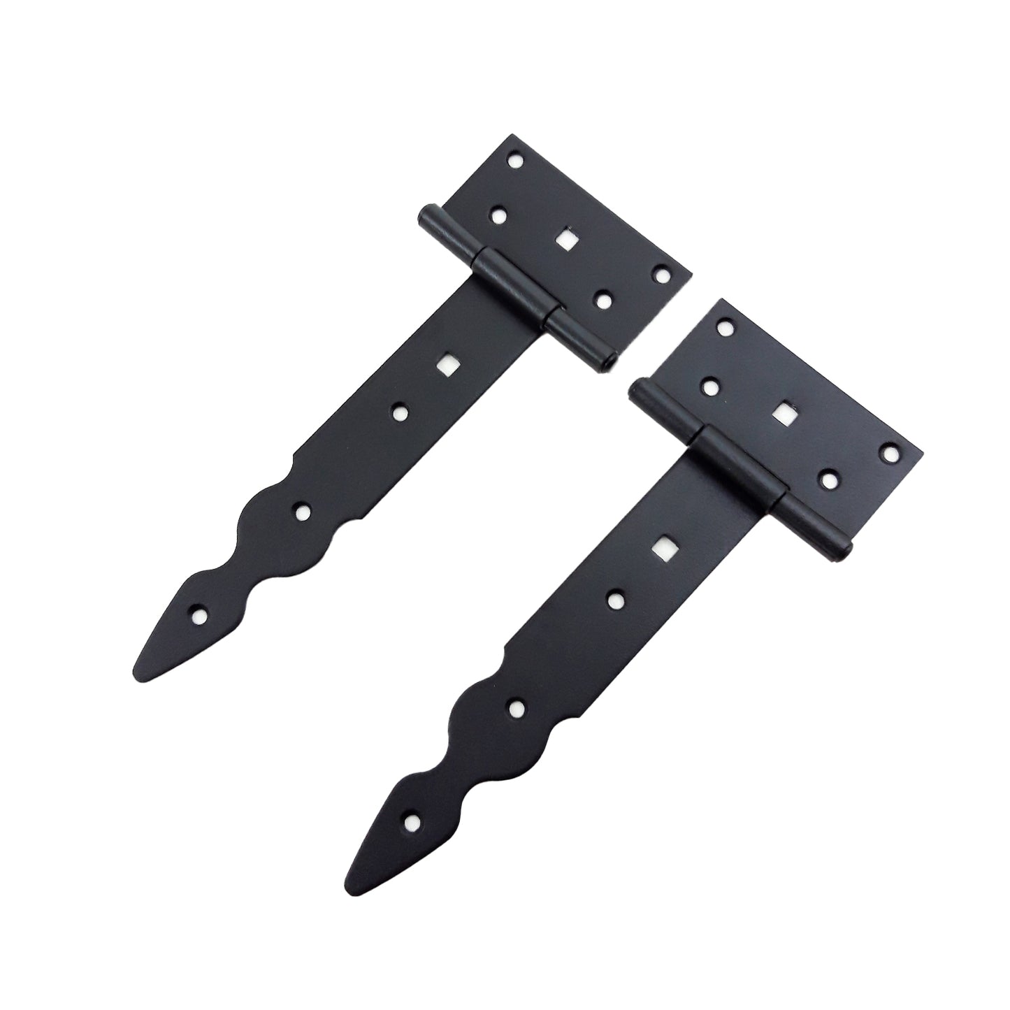 Pack of 2 x 200 mm T-Hinge Black, Steel Tee Hinges, Weather Resistant, Rust Proof Powder Coating, T Strap Hingess