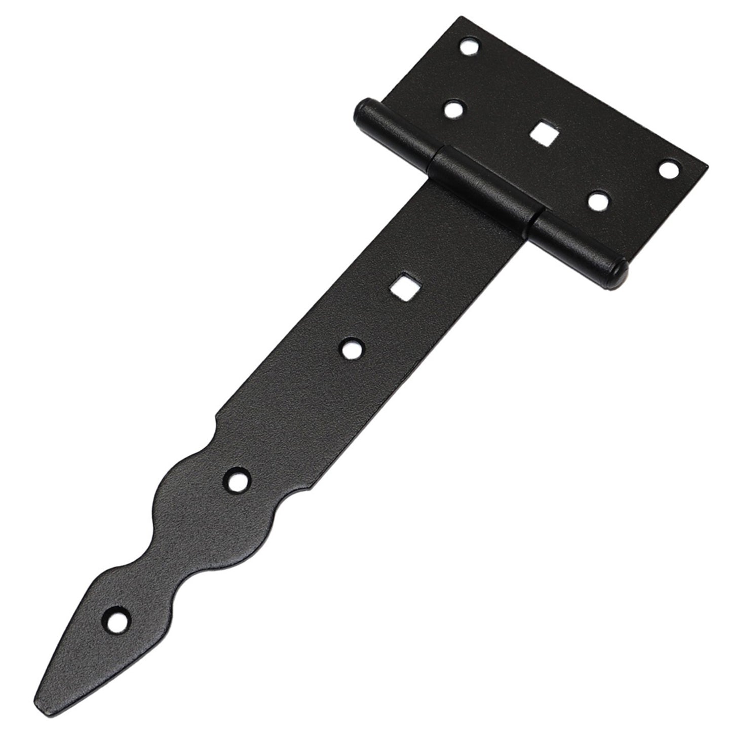 Pack of 10 x 200 mm T-Hinge Black, Steel Tee Hinges, Weather Resistant, Rust Proof Powder Coating, T Strap Hinges