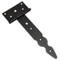 Pack of 1 x 200 mm T-Hinge Black, Steel Tee Hinges, Weather Resistant, Rust Proof Powder Coating, T Strap Hingess