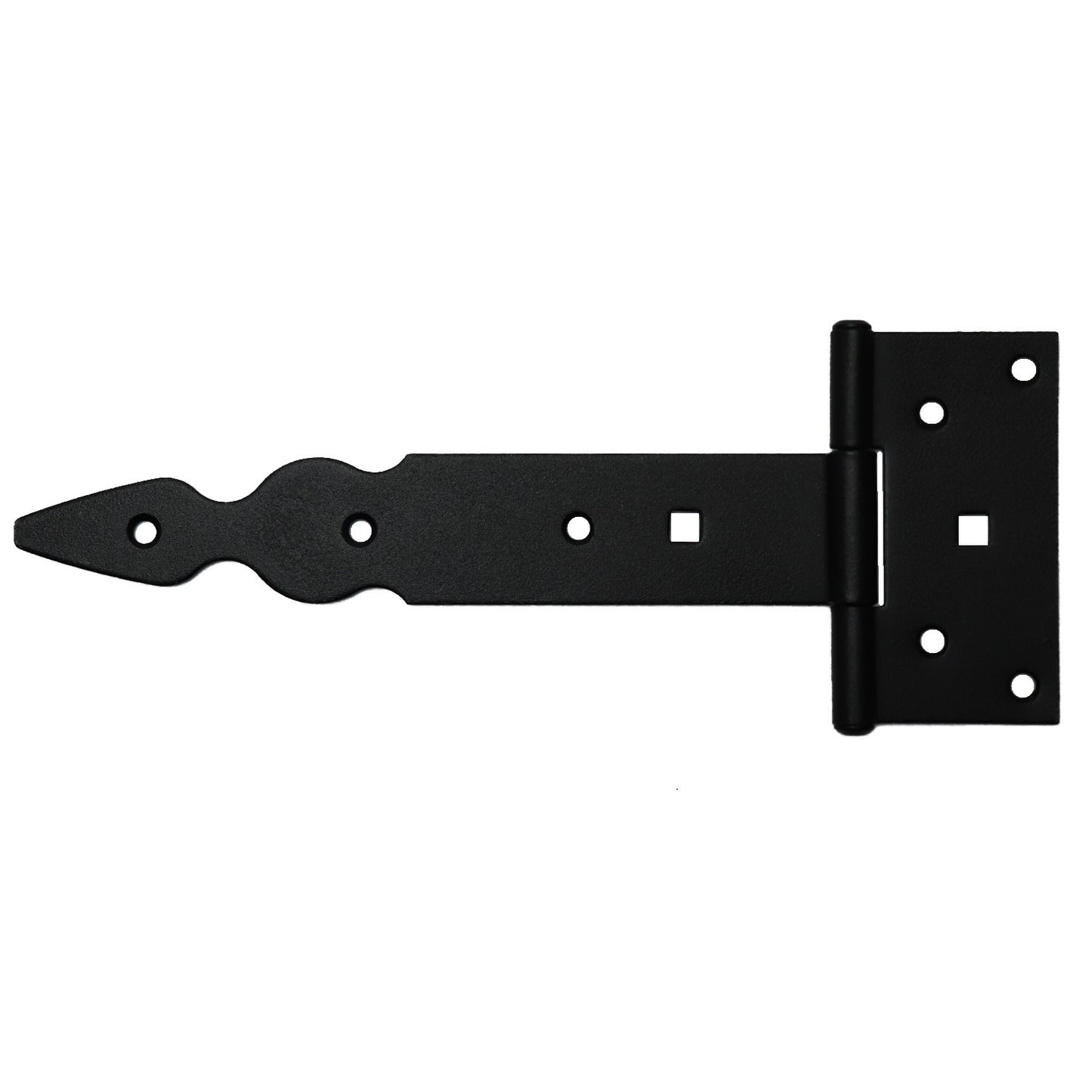 Pack of 10 x 200 mm T-Hinge Black, Steel Tee Hinges, Weather Resistant, Rust Proof Powder Coating, T Strap Hinges