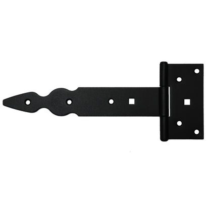 Pack of 10 x 200 mm T-Hinge Black, Steel Tee Hinges, Weather Resistant, Rust Proof Powder Coating, T Strap Hinges