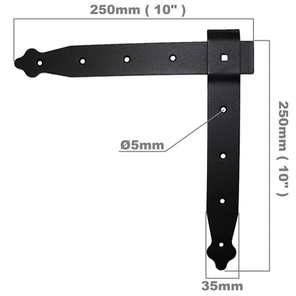 Pack of 2 x Flat Corner L Shape Plate, 250 x 250 mm Black Flat Right Angle Bracket, Decorative, Powder Coated Steel Repair Brace