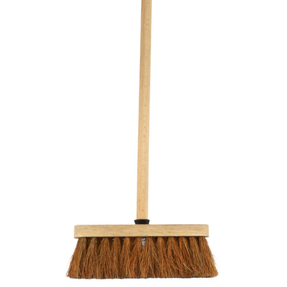 10-Inch Natural Soft Coco Sweeping Broom with Wooden Handle - Eco-Friendly Soft Bristle Sweeping Brush